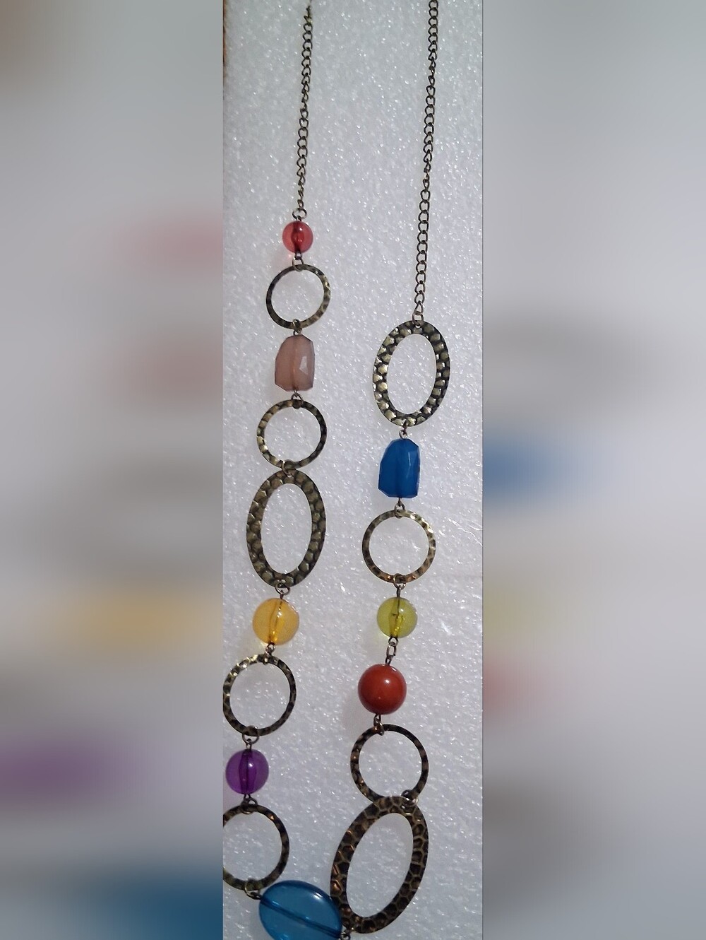 Statement Multi-Color Dangle Earrings with Hammered Gold Hoops